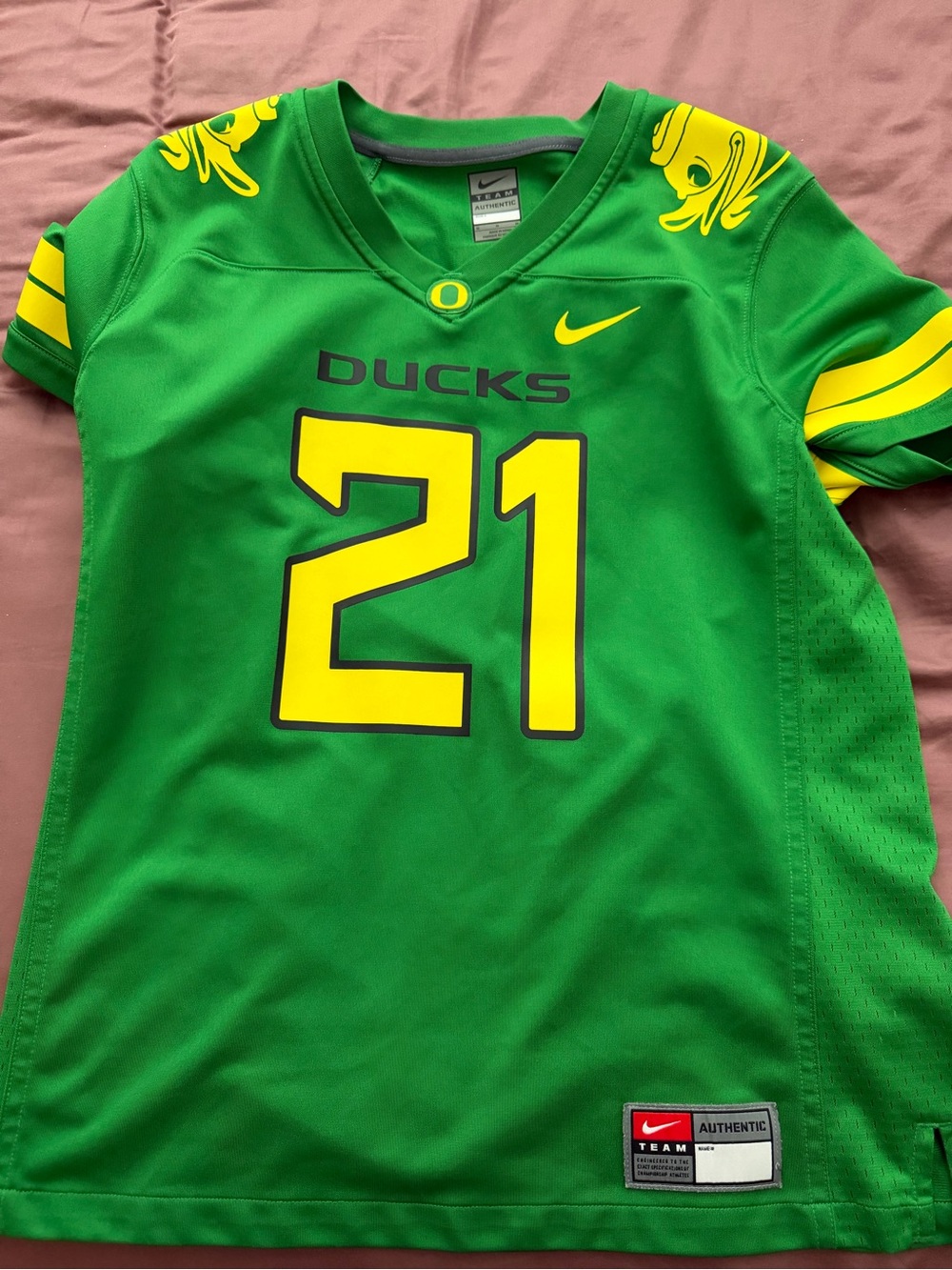 Nike Green & Yellow Oregon Ducks #21 Football Jersey